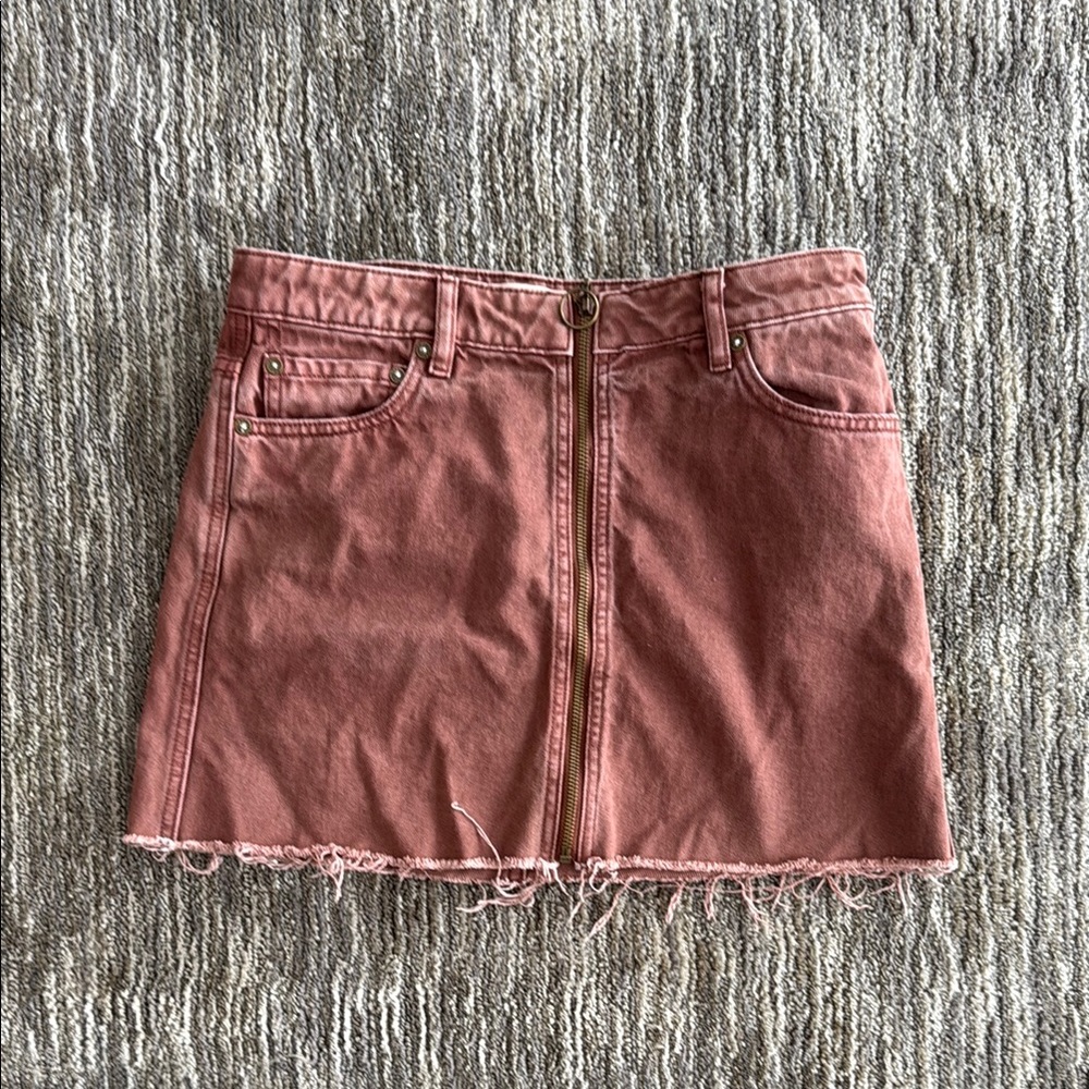 Free People Women's Frayed Hem Skirt - Pink